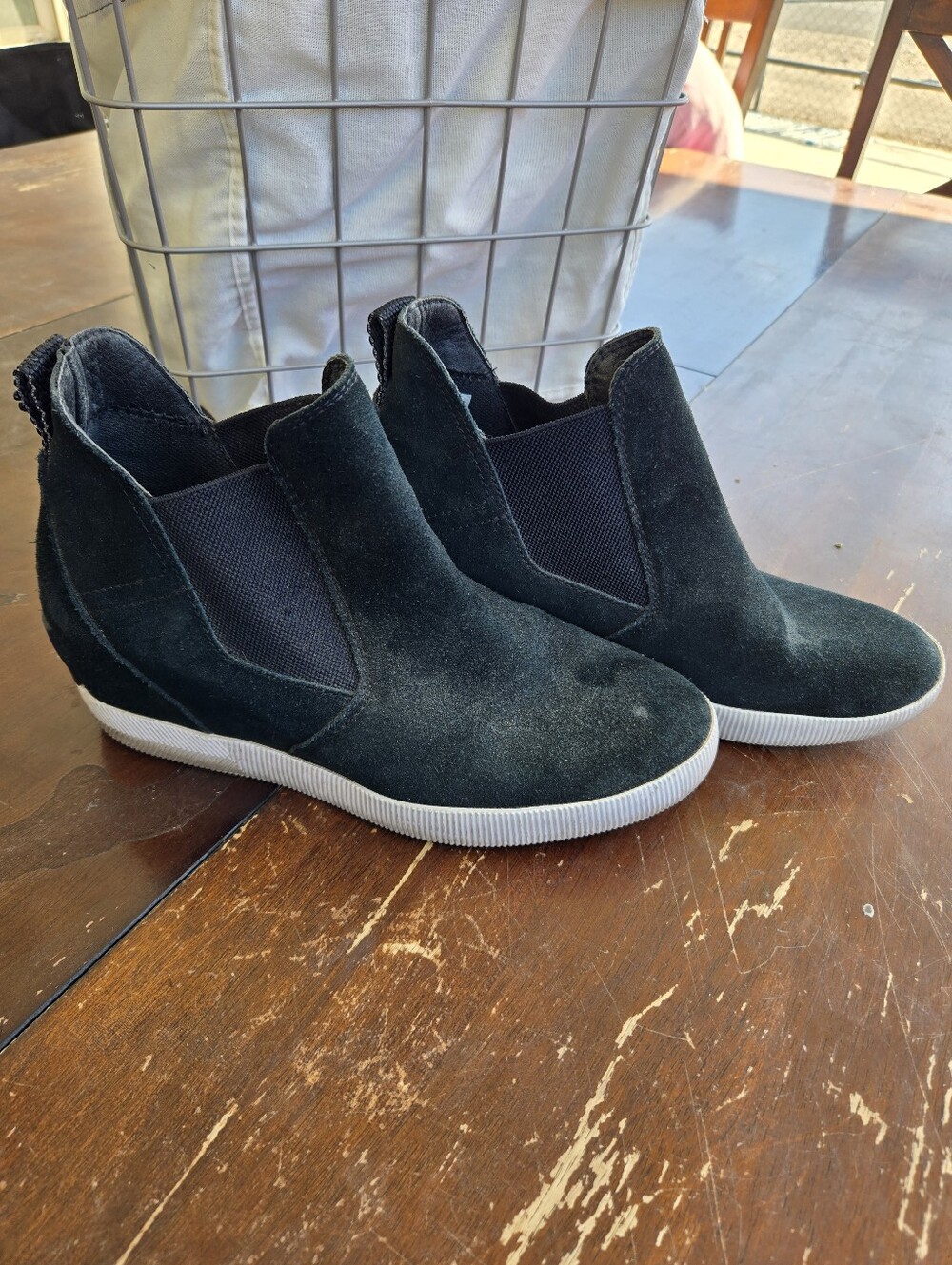 Women’s Sorel Black Suede Wedge Slip-On Sneakers